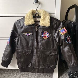 Wilsons Leather Brown Genuine Leather Pilot Jacket toddler/ boy (M)
